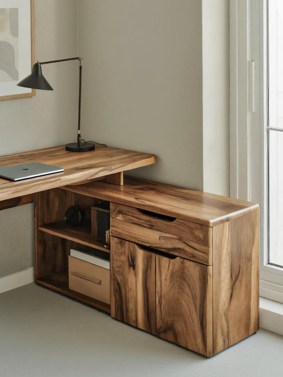 Contemporary L Shaped Desk With Drawers For Home Office