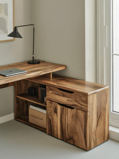 Contemporary L Shaped Desk With Drawers For Home Office