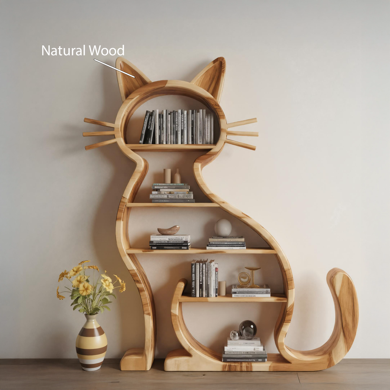 Modern Cat Bookshelf With Playful Design For Living Room Or Playroom