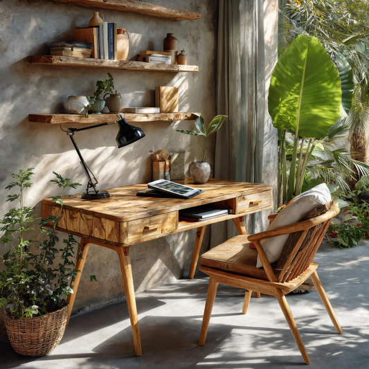 Mid Century Desk With Drawers And Tapered Legs For Studio