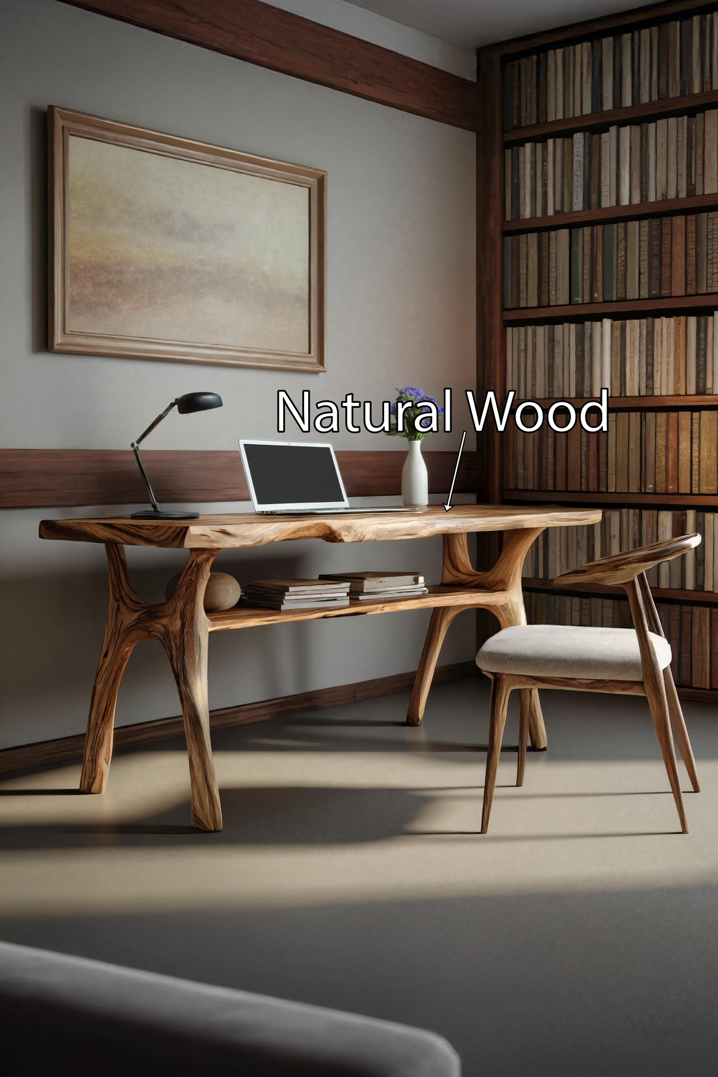 Mid Century Solid Wood Desk For Stylish Bedroom Workspace