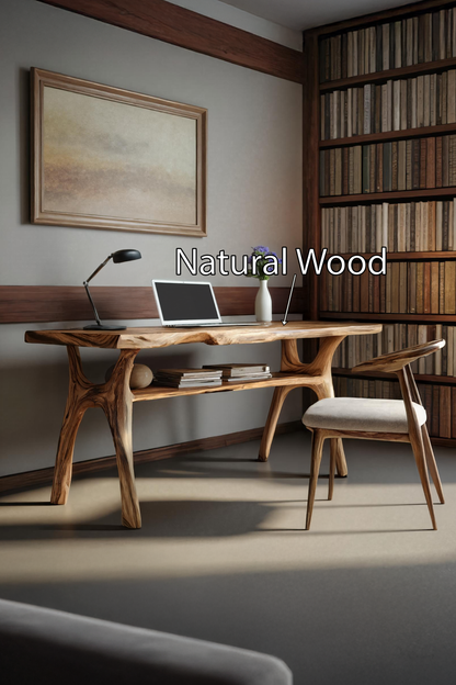 Mid Century Solid Wood Desk For Stylish Bedroom Workspace