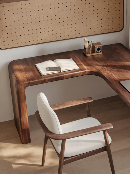 Modern L Shaped Desk With Smooth Curves For Home Office