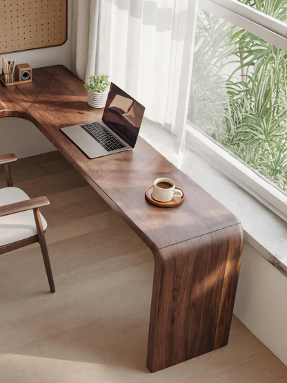 Modern L Shaped Desk With Smooth Curves For Home Office