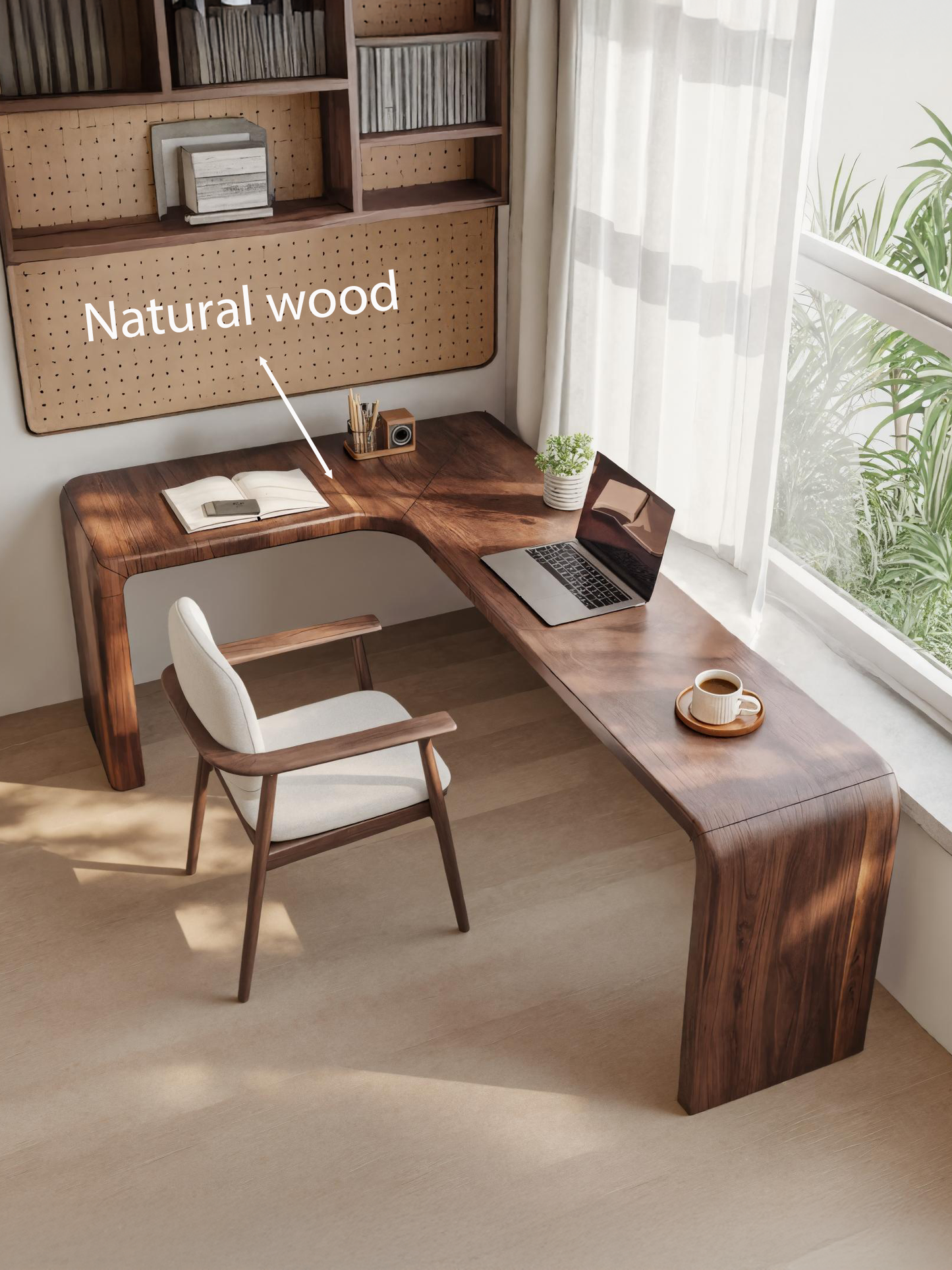 Modern L Shaped Desk With Smooth Curves For Home Office