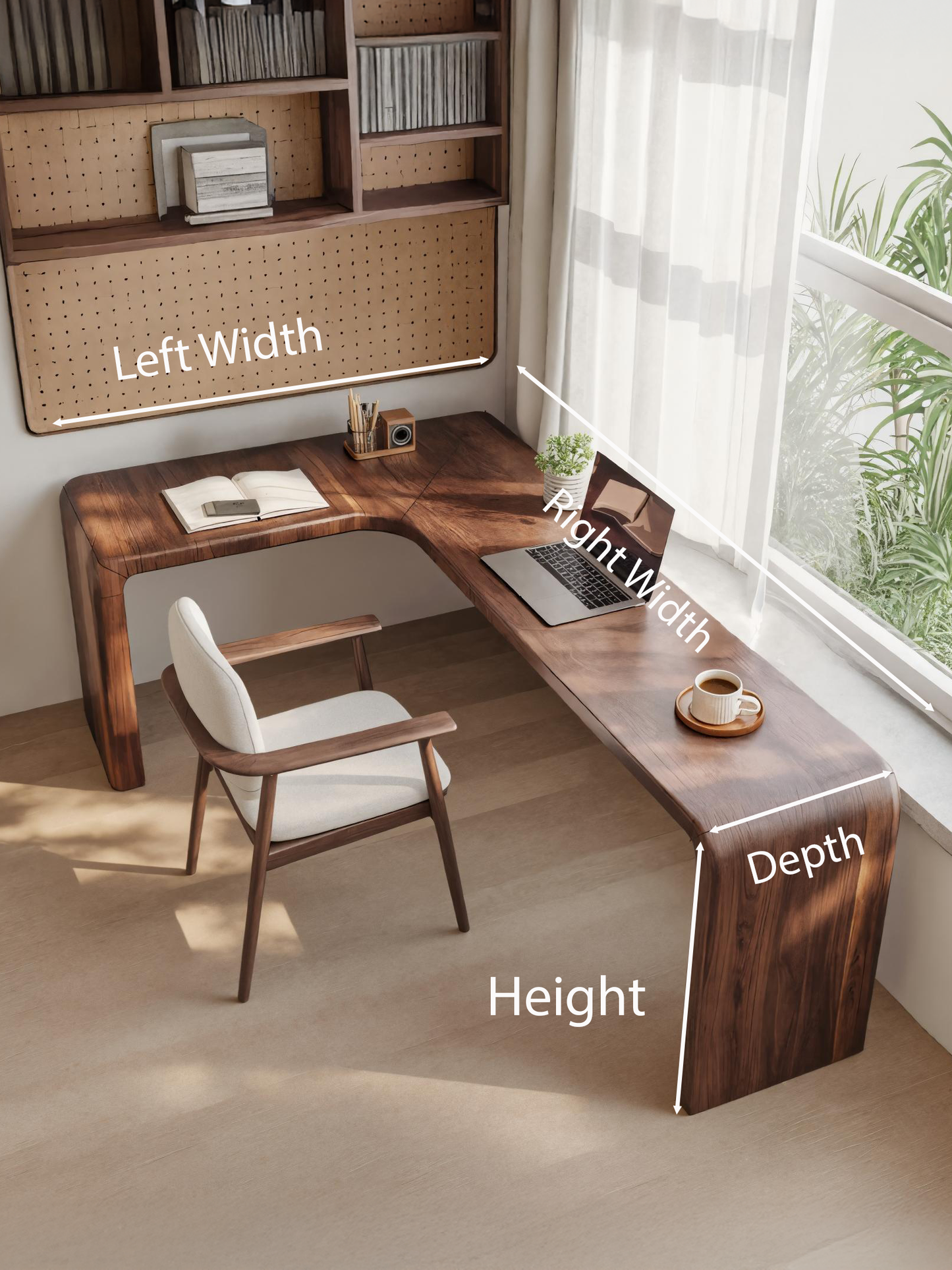 Modern L Shaped Desk With Smooth Curves For Home Office