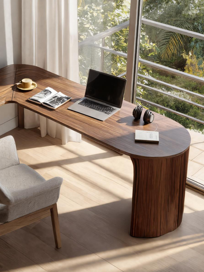 Contemporary L Shaped Desk With Curved Edges For Home Office