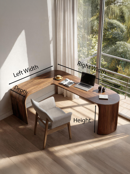 Contemporary L Shaped Desk With Curved Edges For Home Office