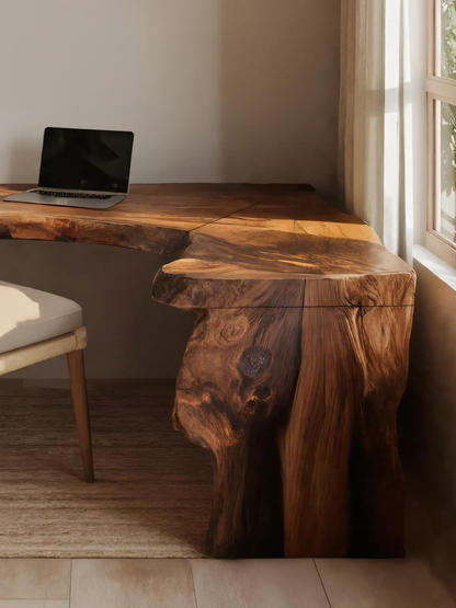 Rustic Live Edge L Shaped Desk For Home Workspace