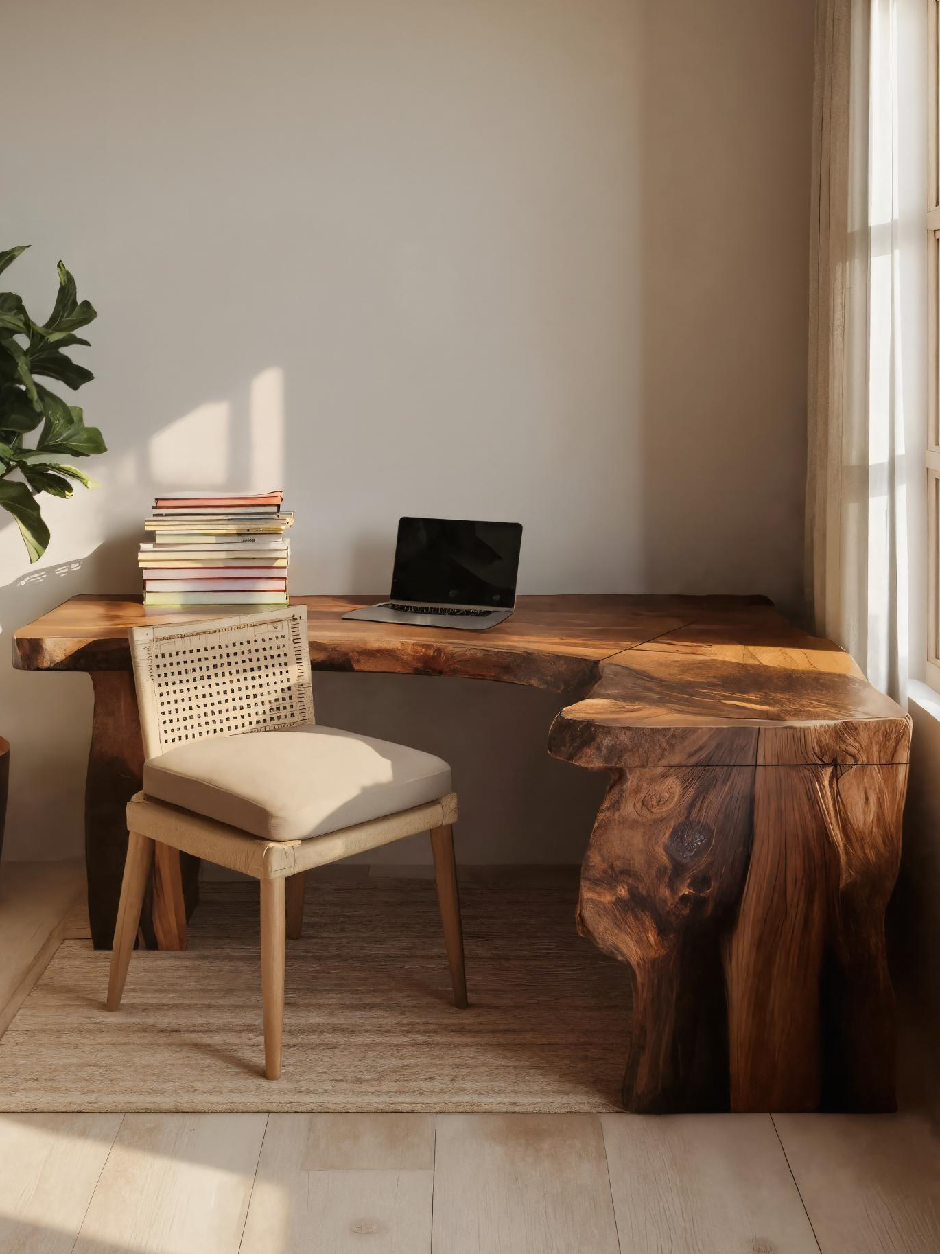 Rustic Live Edge L Shaped Desk For Home Workspace