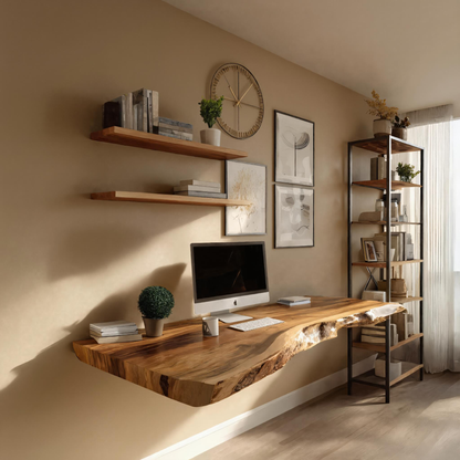Modern Live Edge Floating Desk For Home Workspace