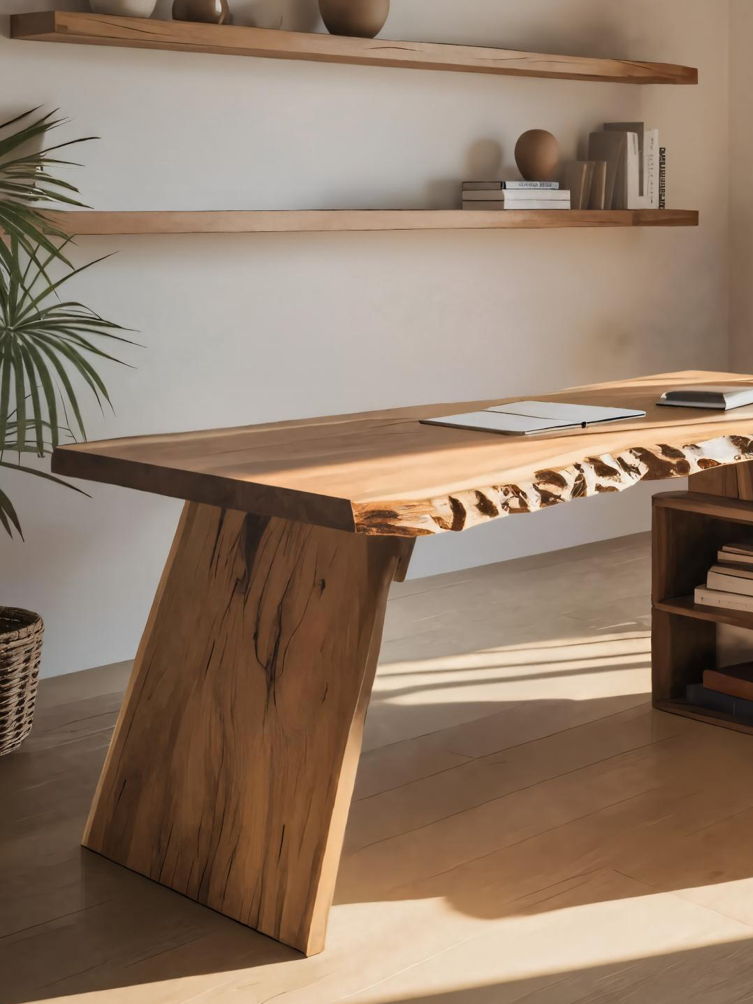 Modern Desk With Storage Shelf For Home Workspace