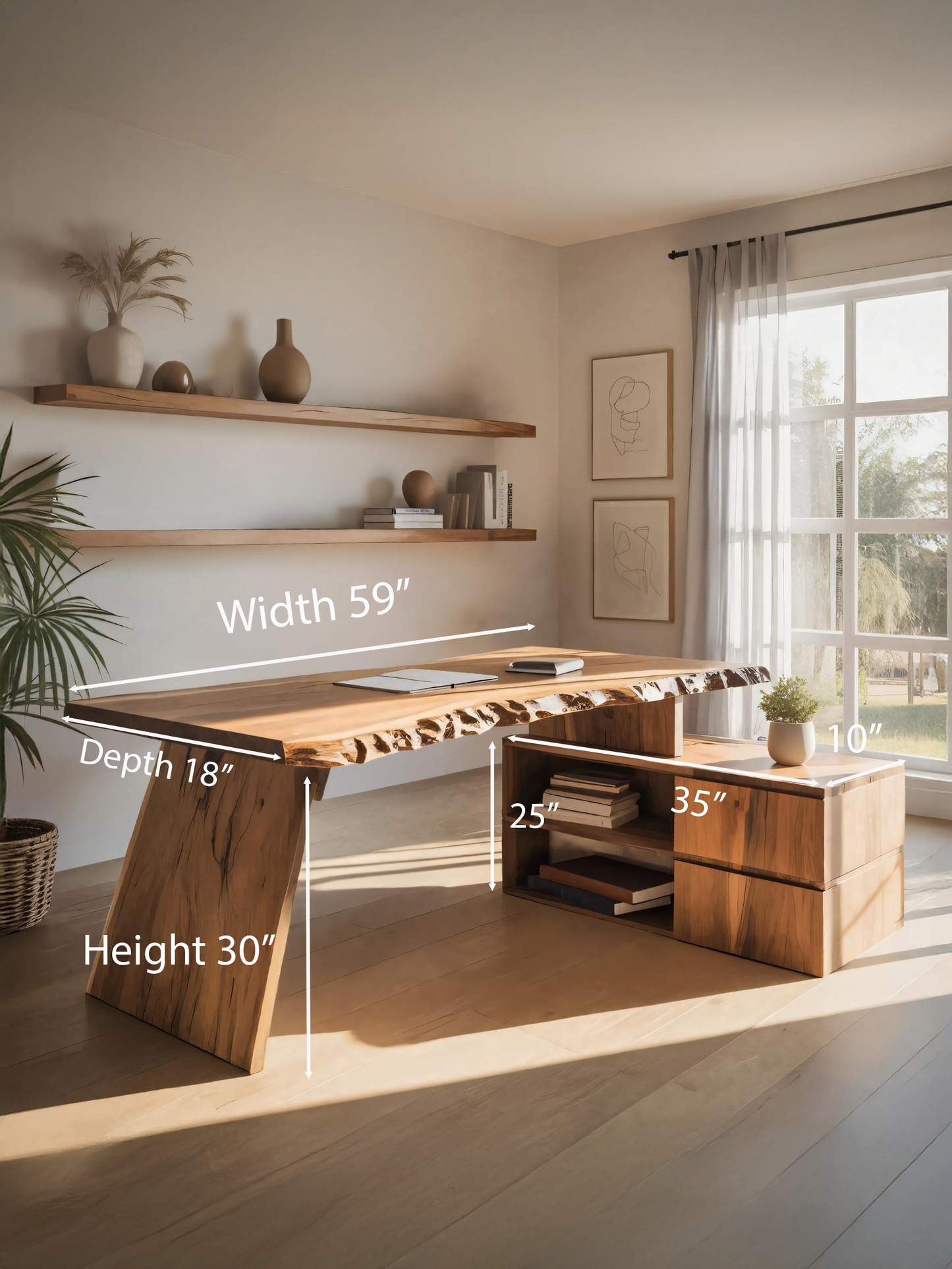 Modern Desk With Storage Shelf For Home Workspace