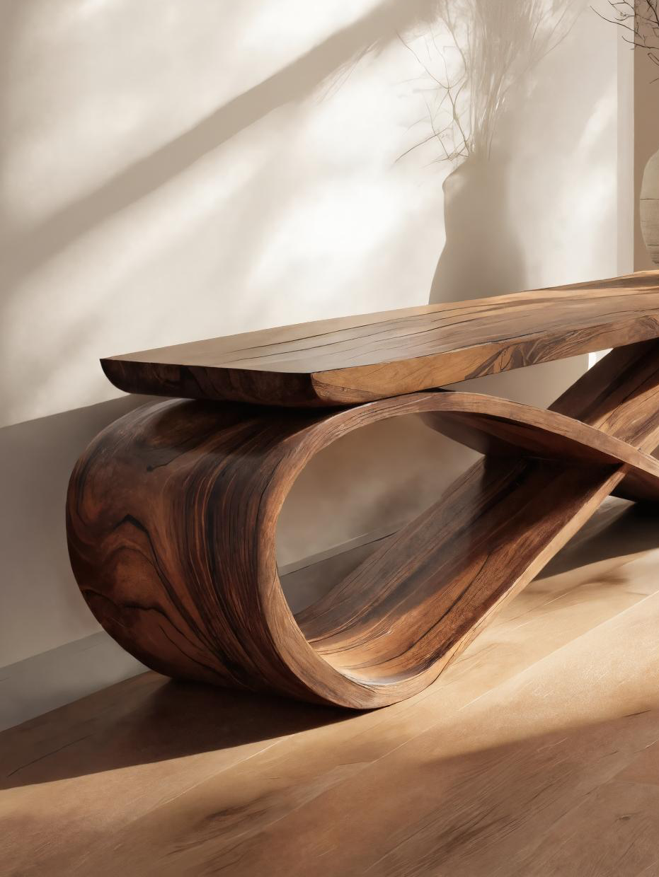 Infinity Loop Sculptural Bench For Entryway Or Living Room