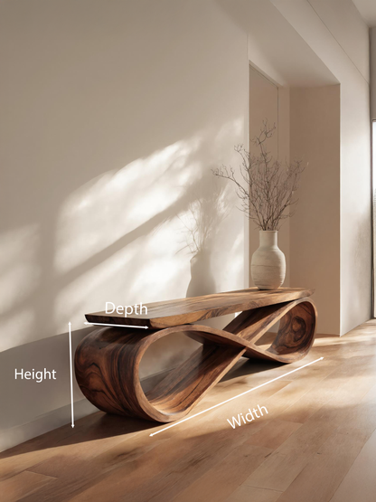 Infinity Loop Sculptural Bench For Entryway Or Living Room
