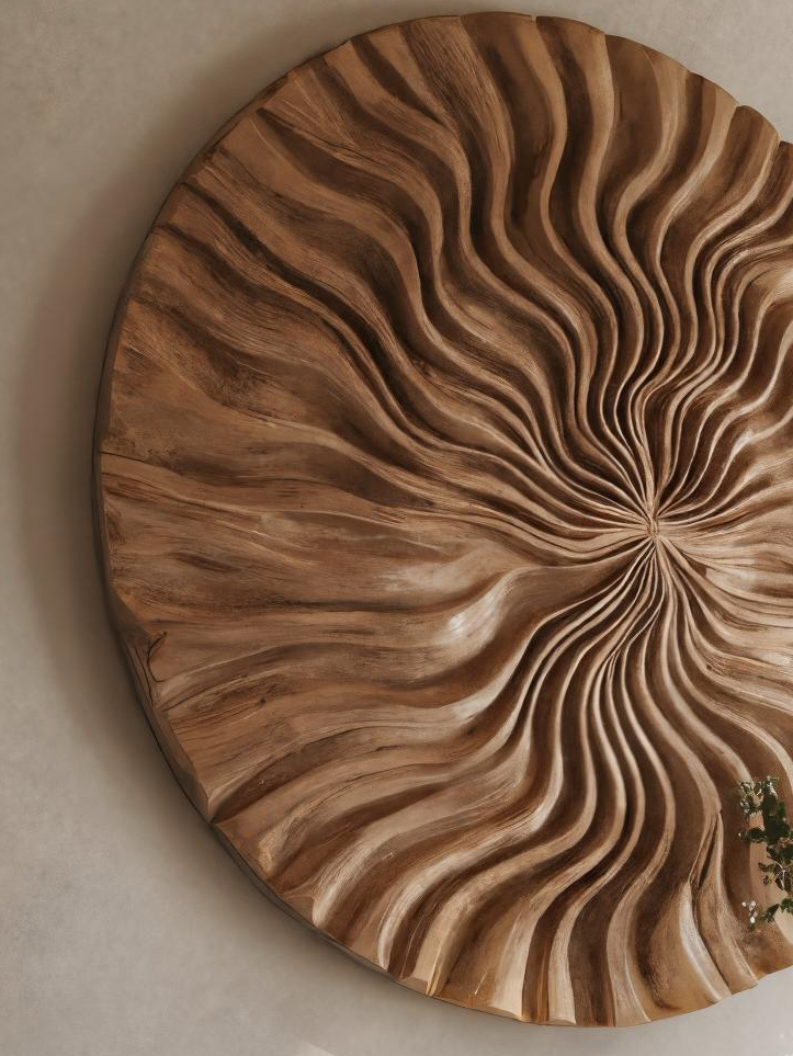Round Wall Art With Wave Design For Entryway