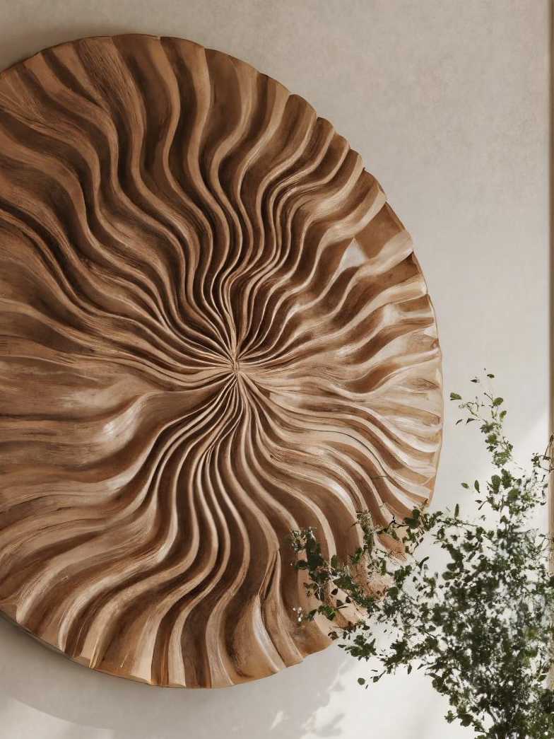 Round Wall Art With Wave Design For Entryway