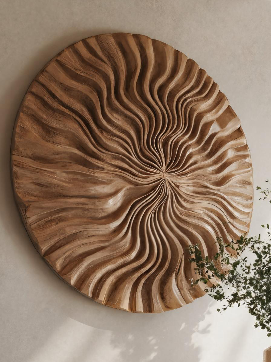 Round Wall Art With Wave Design For Entryway