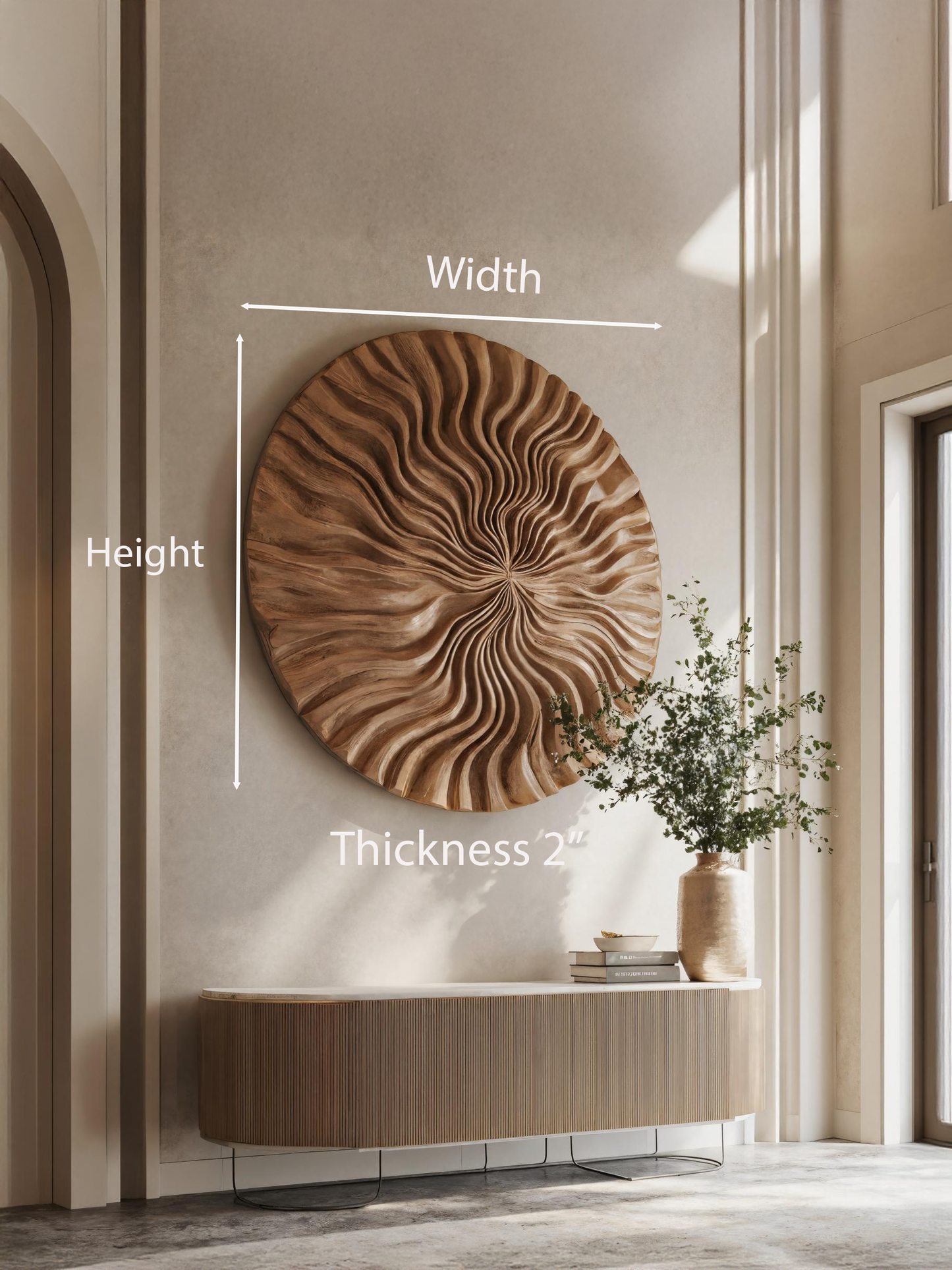 Round Wall Art With Wave Design For Entryway
