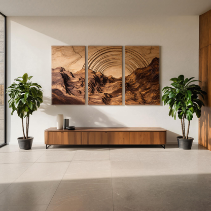 Set Sculptural Wall Art With Layered Landscape For Living Room