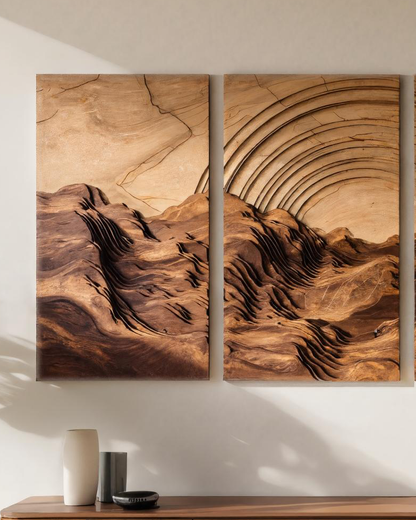 Set Sculptural Wall Art With Layered Landscape For Living Room