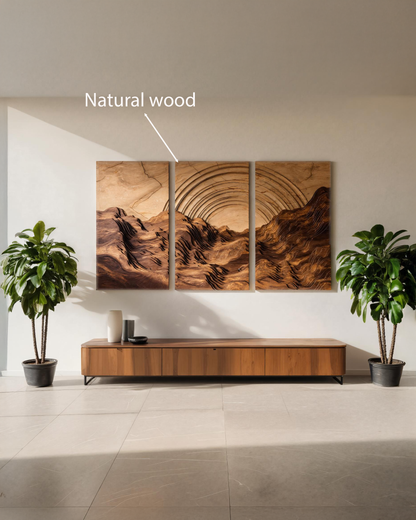 Set Sculptural Wall Art With Layered Landscape For Living Room