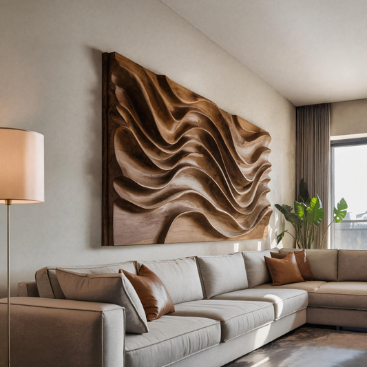 Modern Wall Art With Wave Design For Living Room