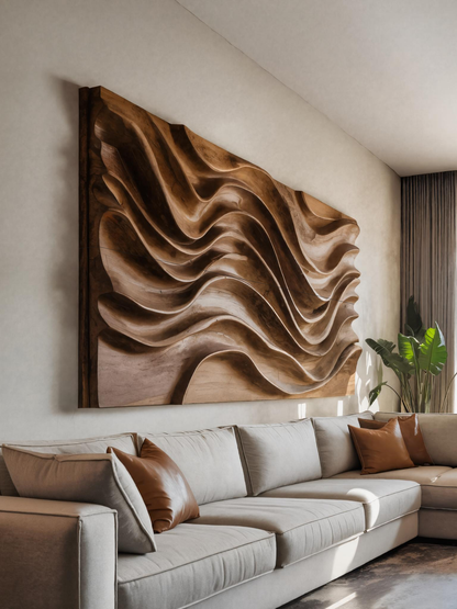 Modern Wall Art With Wave Design For Living Room