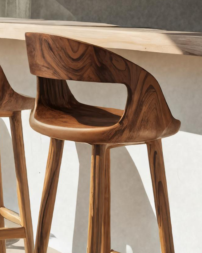 Modern Bar Stool With Curved Backrest For Kitchen