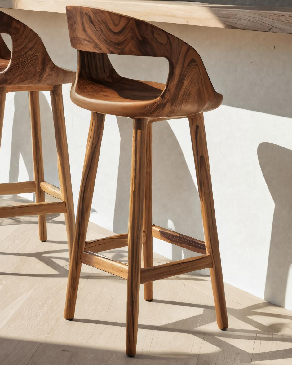 Modern Bar Stool With Curved Backrest For Kitchen