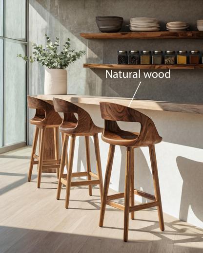 Modern Bar Stool With Curved Backrest For Kitchen