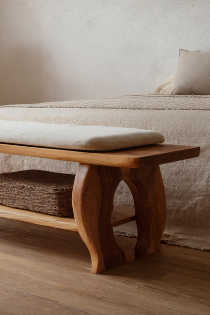 Artisan Curved Wood Bench For Modern Bedroom Design