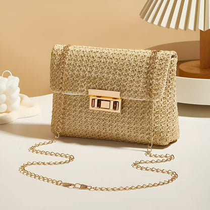 Woven Strawlock Crossbody Bag