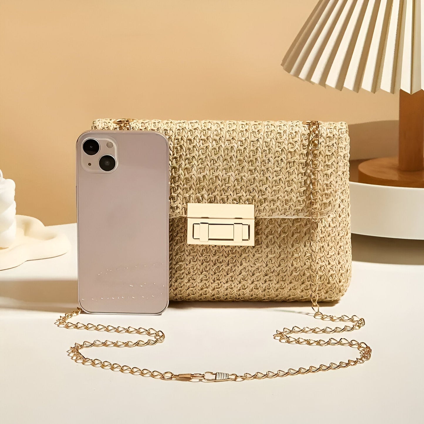 Woven Strawlock Crossbody Bag