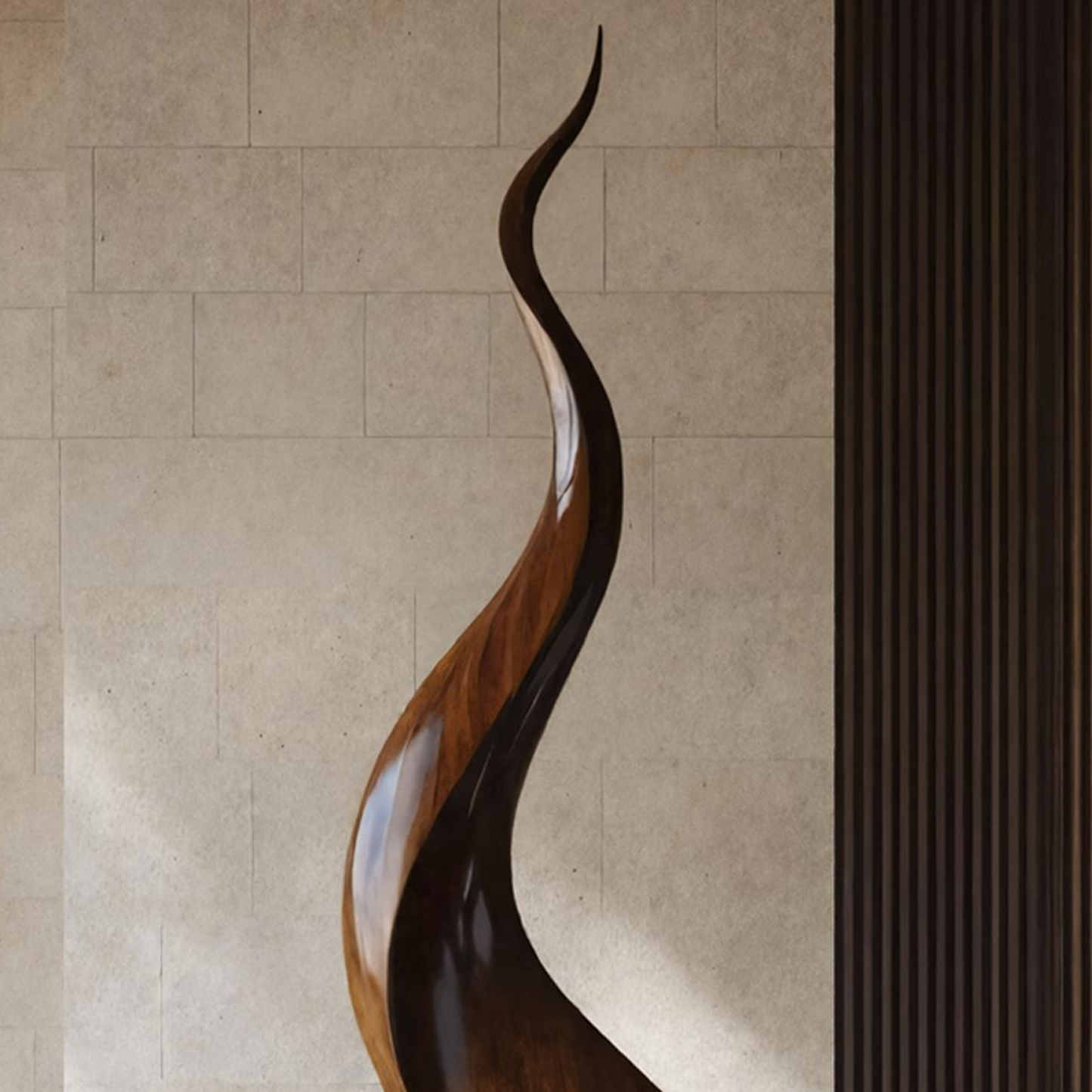 Mid Century Large Wooden Sculpture For Outdoor Art Decor