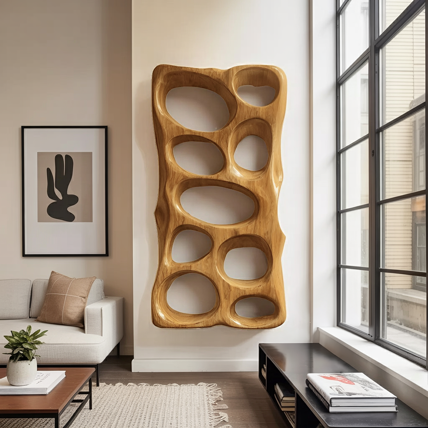 Modern Sculptural Vertical Wall Art For Living Room Decor