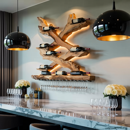 Mid Century Wine Rack For Living Room Bottle Display