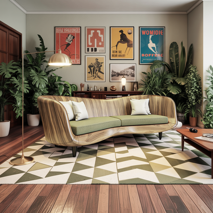 Curved Wooden Sofa For Modern Organic Living Room