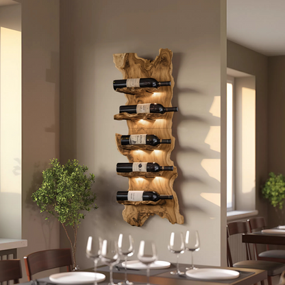 Modern Wooden Live Edge Wine Holder For Entryway Furniture