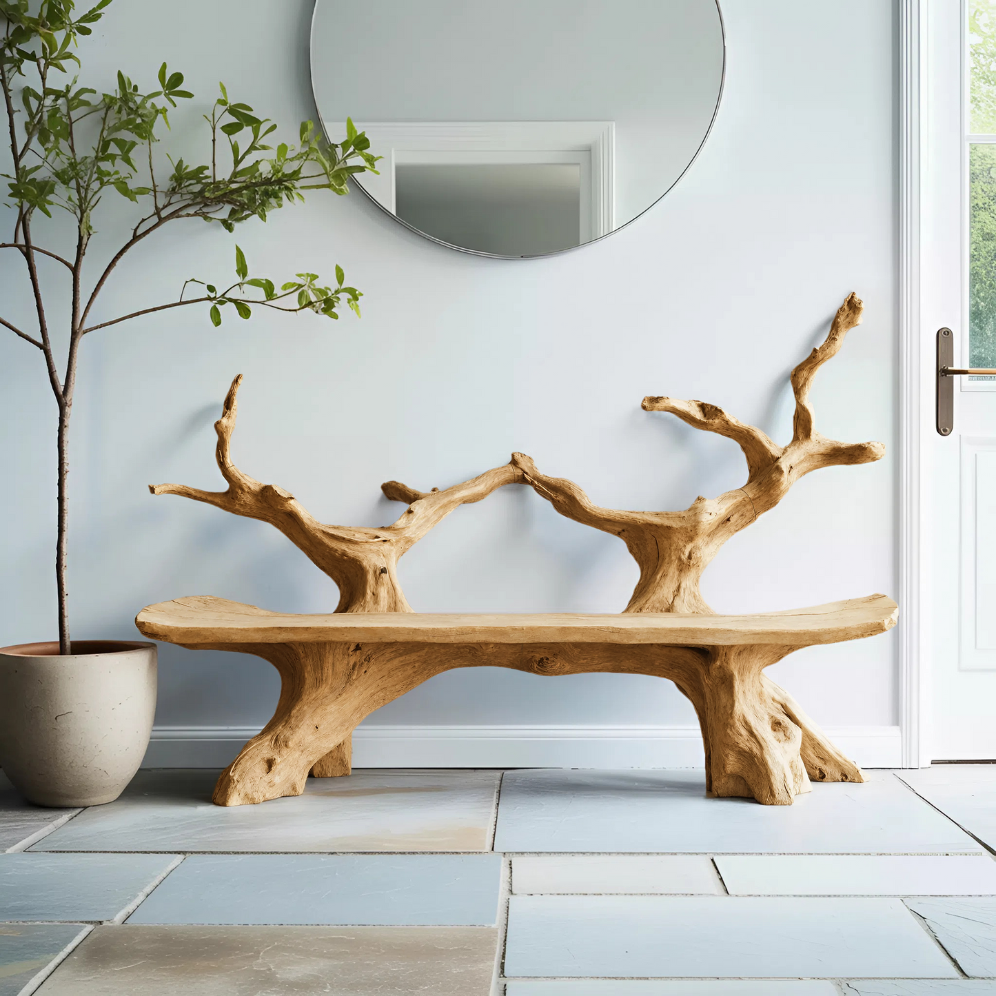 Mid Century Live Edge Bench For Elegant Patio