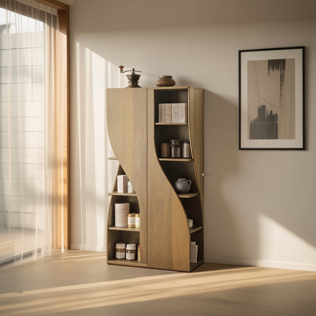 Modern Curved Cabinet Sculptural Doors Kitchen And Living Room