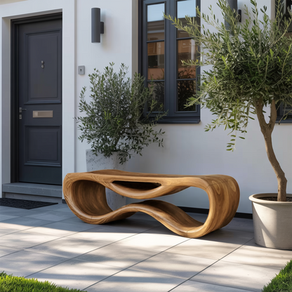 Contemporary Sculptural Outdoor Bench For Patio Or Garden Decor