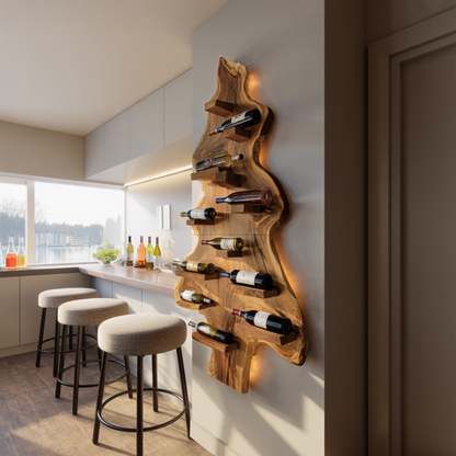 Mid Century Solid Wood Wine Rack For Entryway Furniture Style