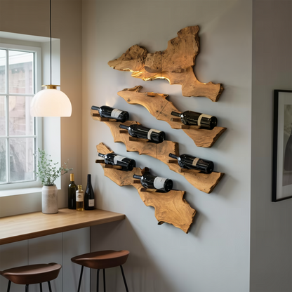 Handcrafted Wooden Live Edge Wine Holder For Bar Decor Ideas