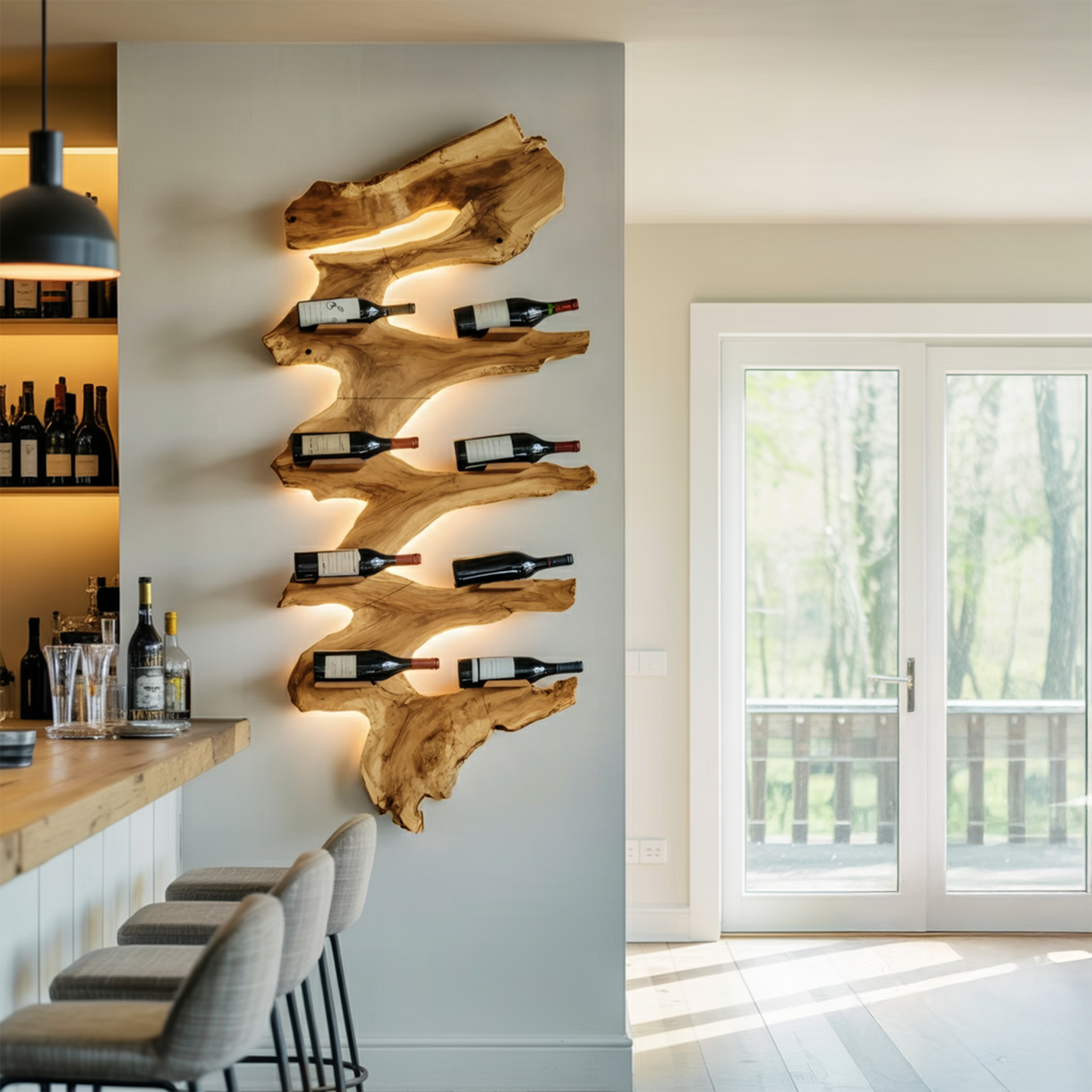 Modern Solid Wood Wine Rack For Living Room Furniture Design