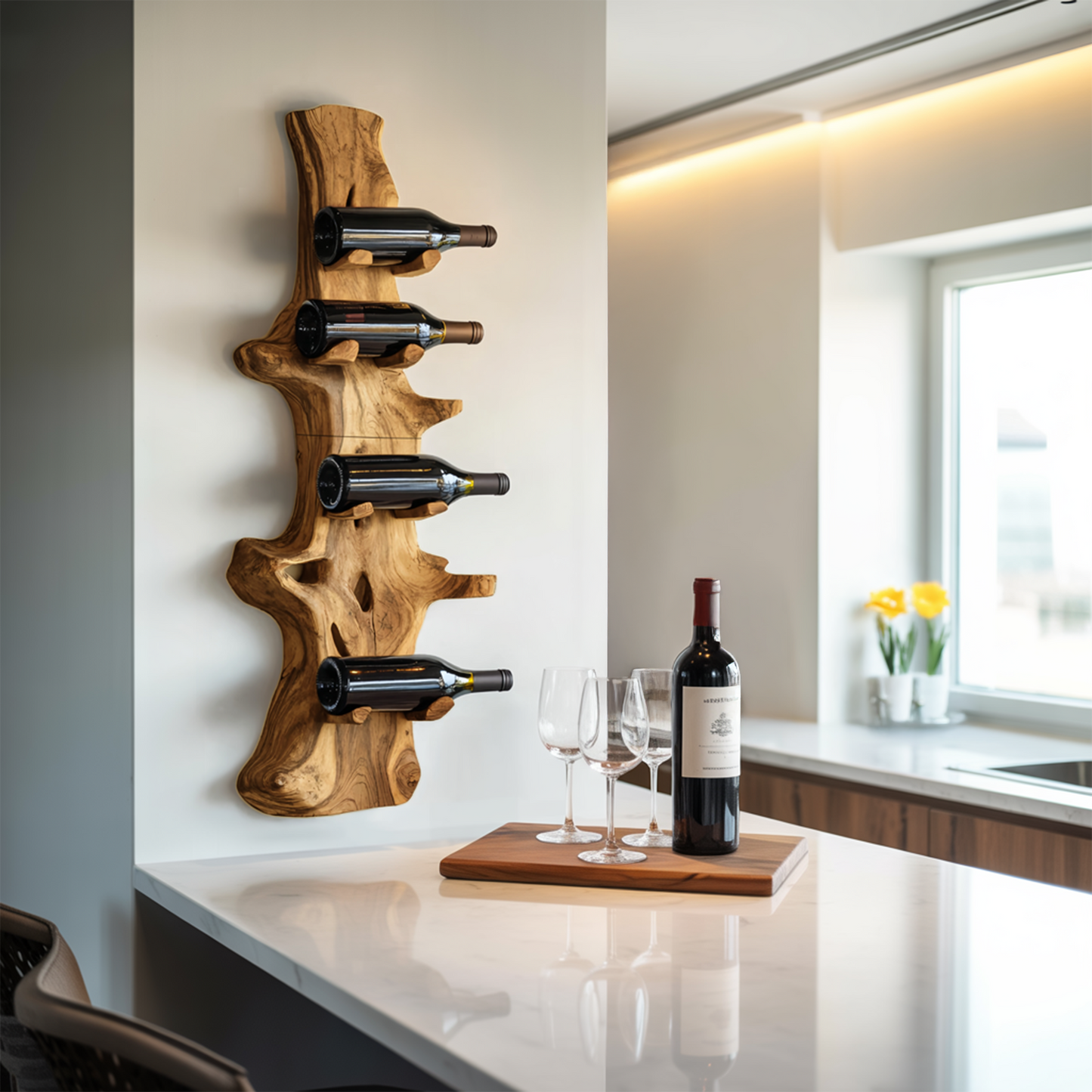 Handcrafted Live Edge Wine Holder For Modern Furniture Decor