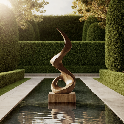 Mid Century Abstract Wooden Sculpture For Outdoor Garden