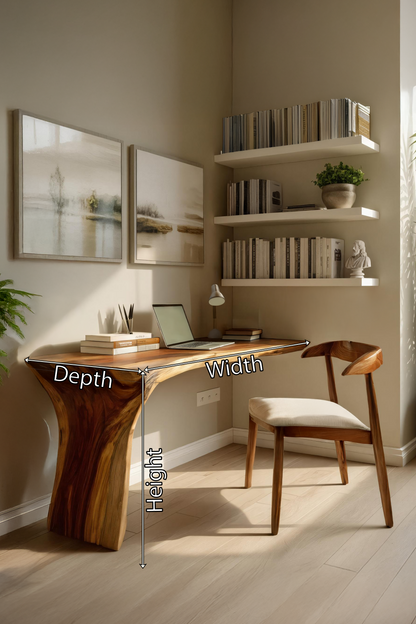 Handcrafted Live Edge Wood Desk For Home Studio Setup