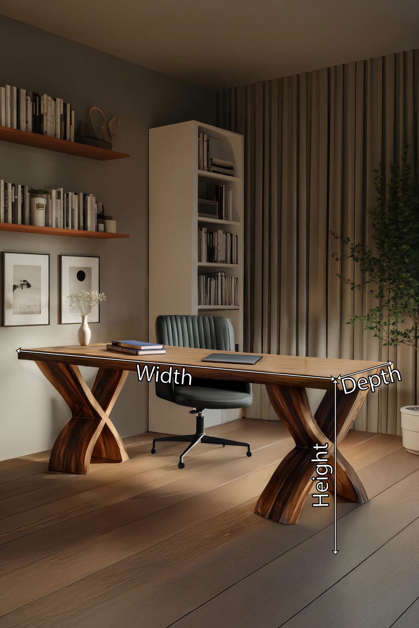 Mid Century Solid Wood Desk For Small Room Home Office