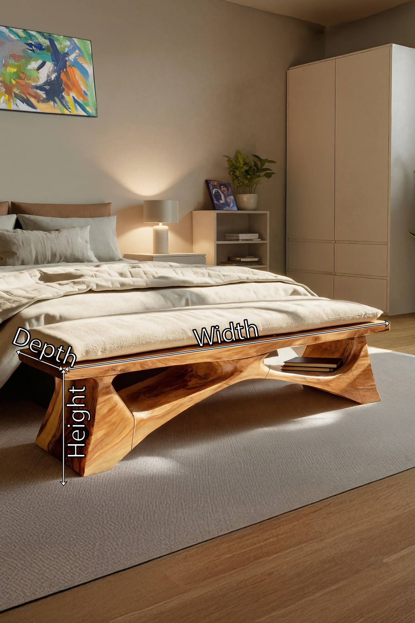 Handcrafted Solid Wood Bench For End-of-Bed Styling